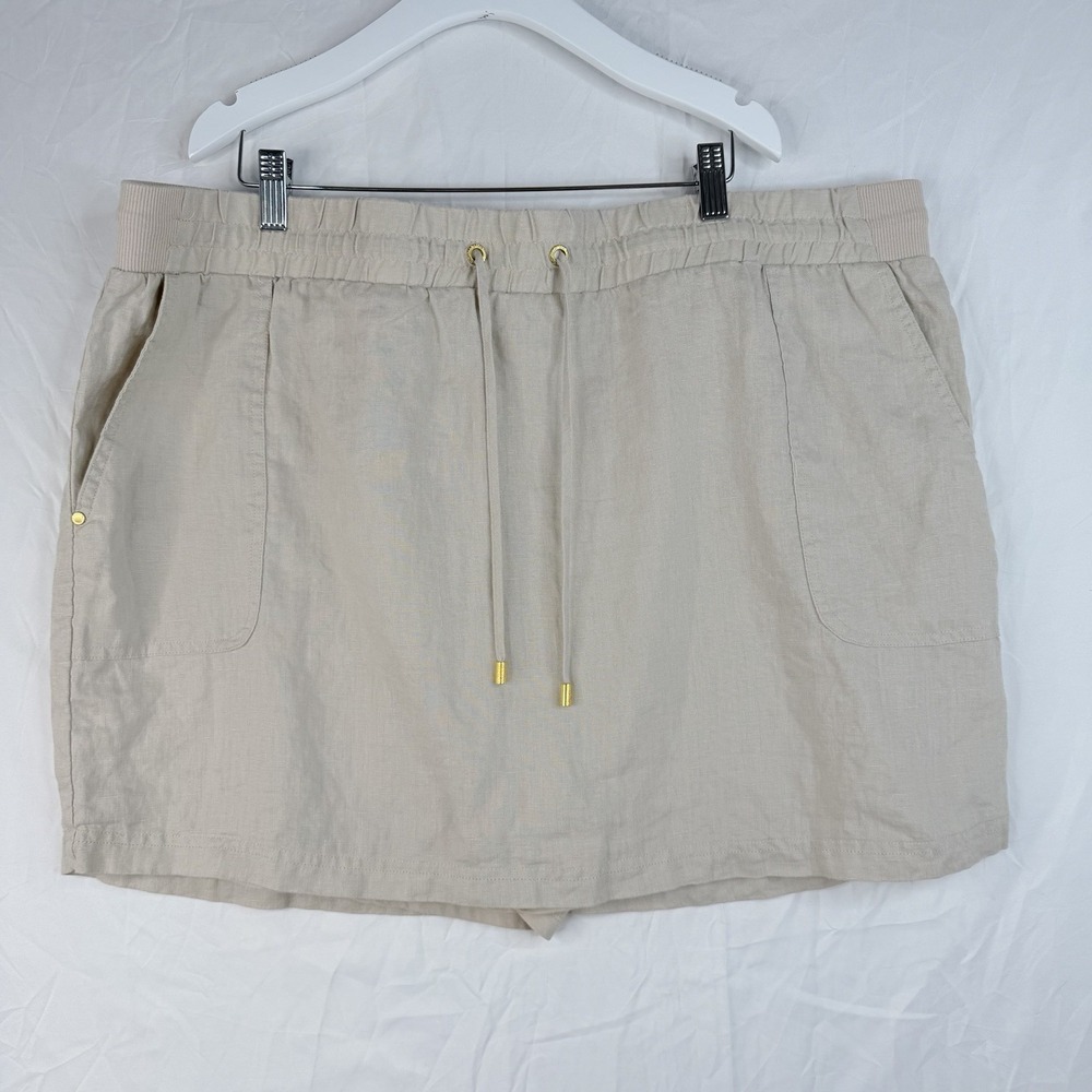 Company Ellen Tracy 100% Linen Summer Layered Gray‎ Skort Women's SZ-XXL